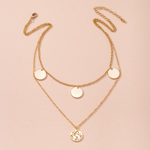 

Disc Pendant Layered Necklace, Gold