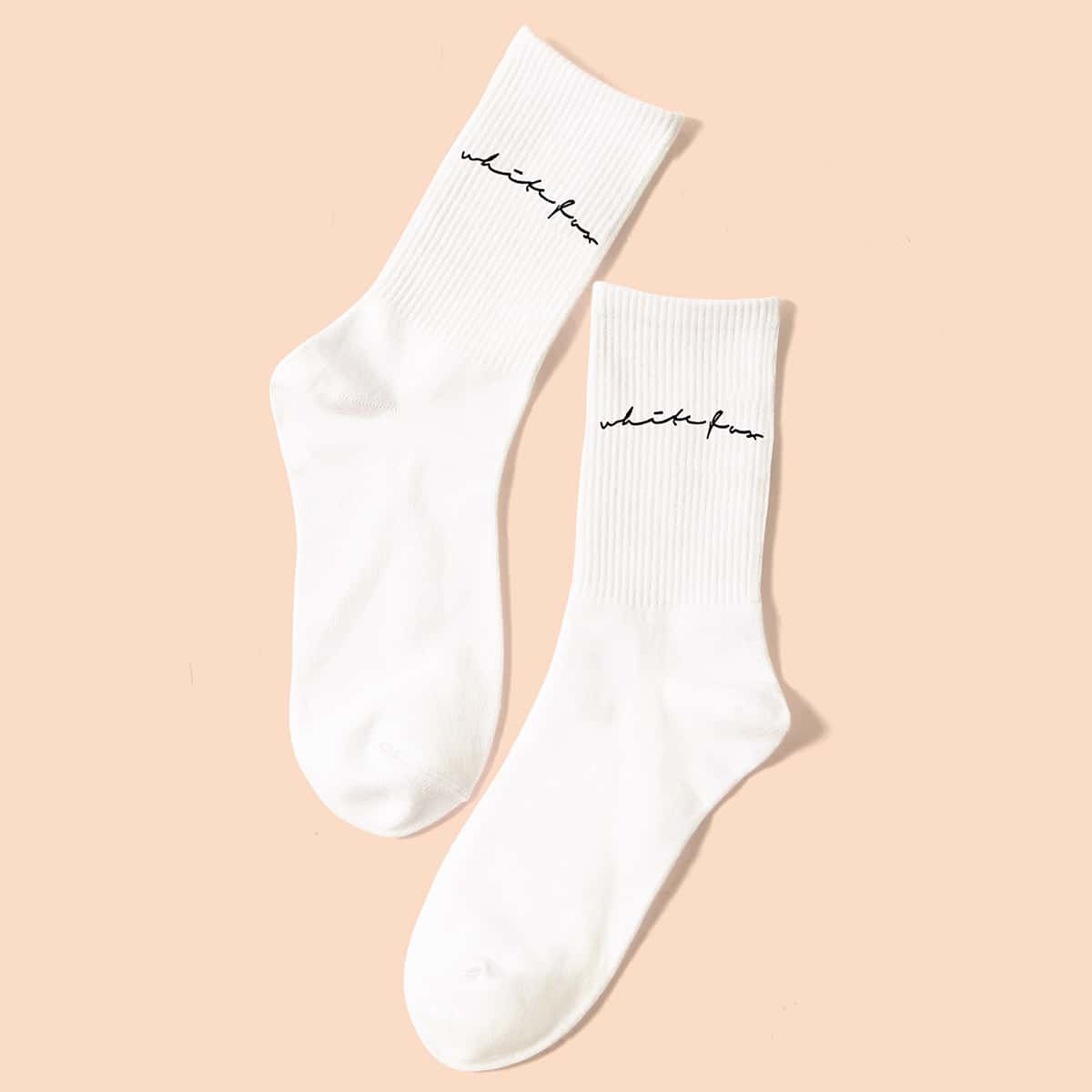 

Letter Graphic Crew Socks, White