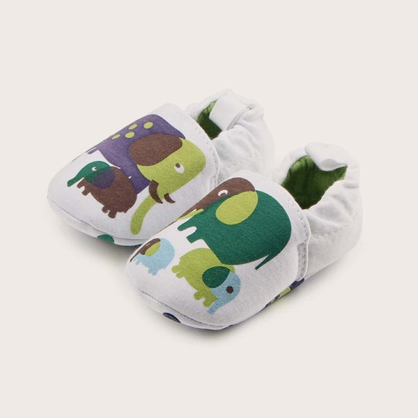 

Baby Boy Cartoon Elephant Print Mismatched Flats, Multicolor