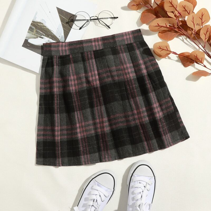 

Plaid Pleated Skirt, Multicolor