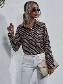 SHEIN VCAY Camisa con estampado - Multicolor - Ver 1