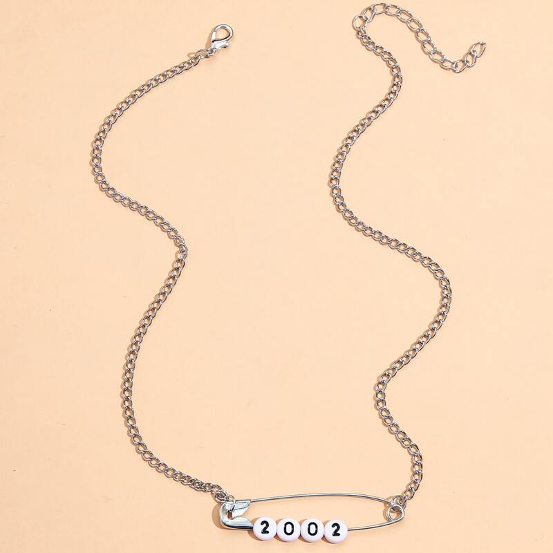 

Safety Pin Decor Necklace, Multicolor