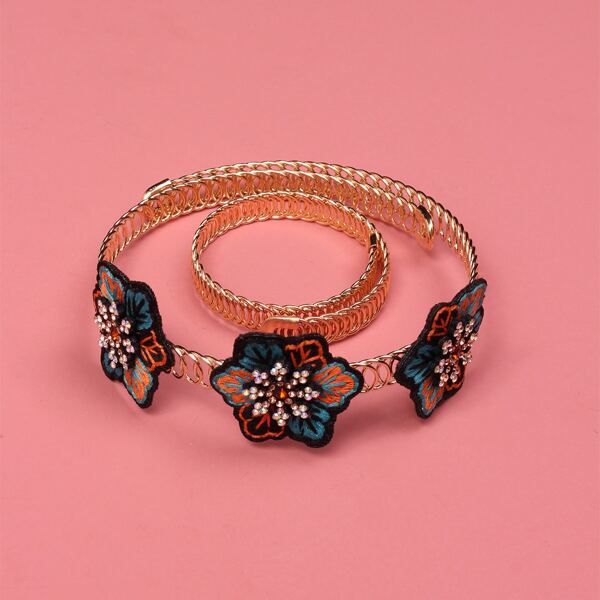 

Flower Decor Necklace & Bracelet, Multicolor