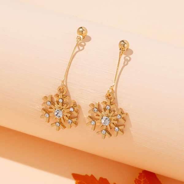 

Christmas Snowflake Drop Earrings, Gold