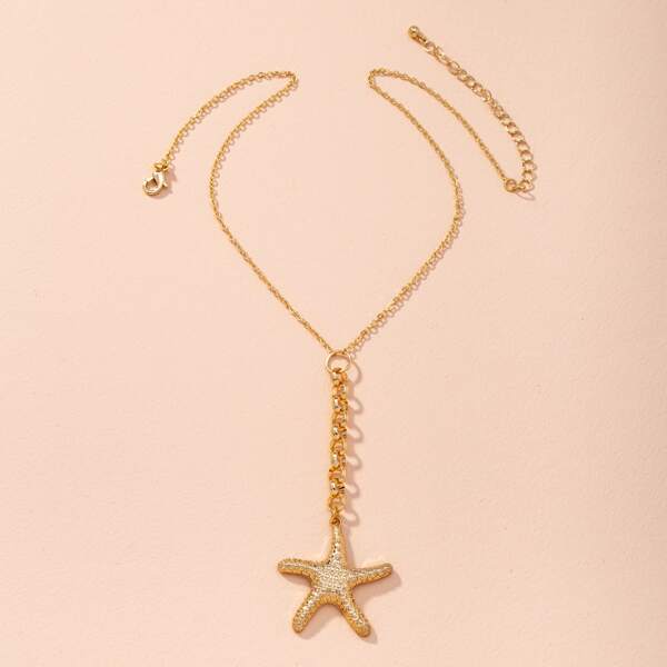 

Starfish Pendant Y-lariat Necklace, Gold