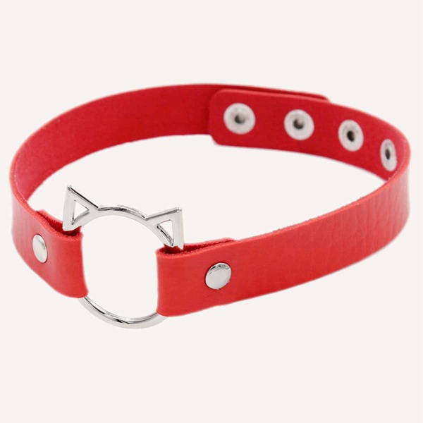 

Halloween Minimalist PU Leather Necklace, Red