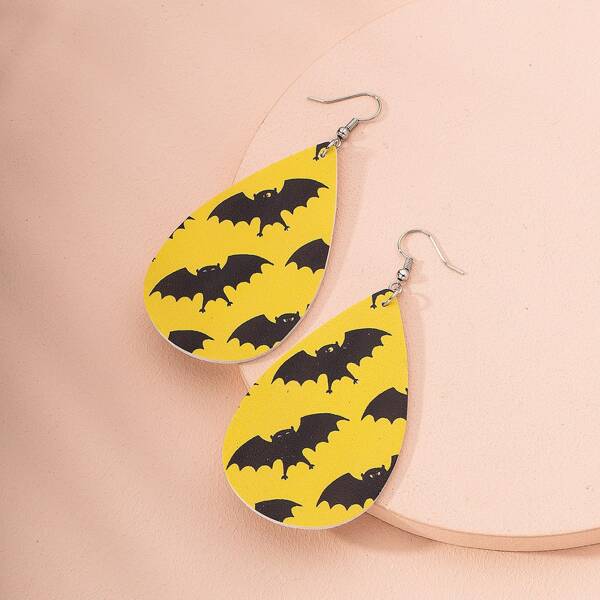 

Bat Print Water-drop Earrings, Multicolor