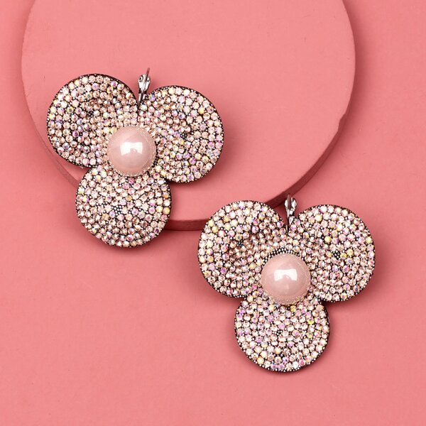 

Rhinestone Decor Flower Earrings, Multicolor
