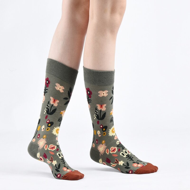 

Flower Print Crew Socks, Multicolor