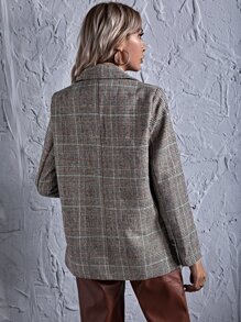Plaid Lapel Neck Single Breasted Blazer - Multicolor - View 2
