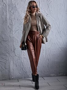 Plaid Lapel Neck Single Breasted Blazer - Multicolor - View 4