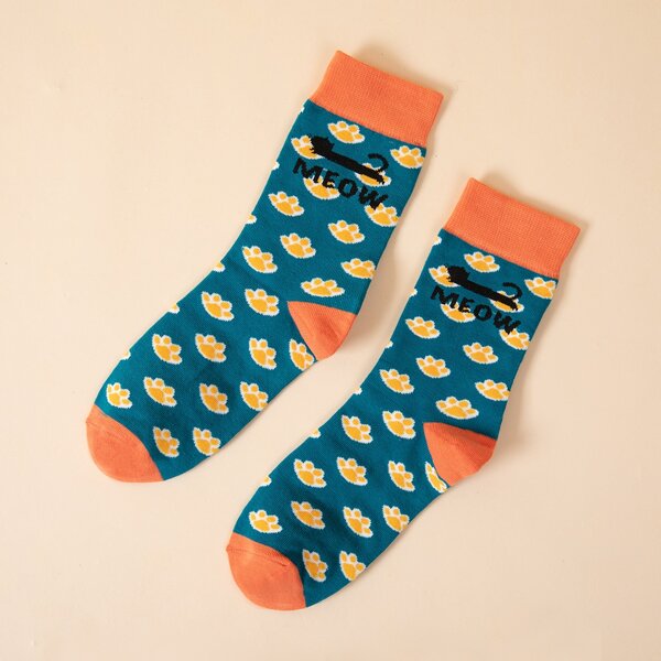 

Cartoon Graphic Crew Socks, Multicolor