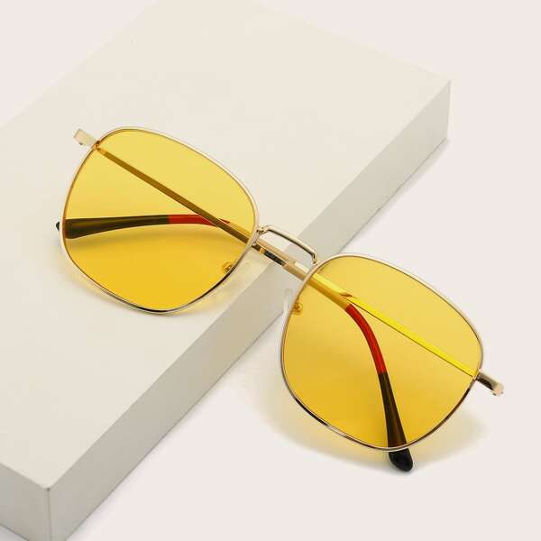 

Square Metal Frame Sunglasses, Yellow