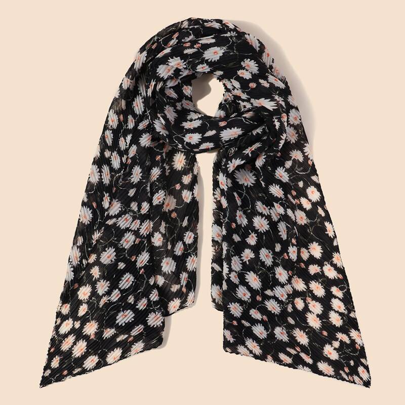 

Ditsy Floral Pattern Pleated Scarf, Multicolor