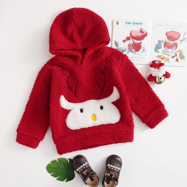 

Toddler Girls Christmas Teddy Hooded Sweatshirt, Red