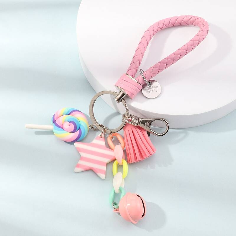 

Star Charm Keychain, Pink