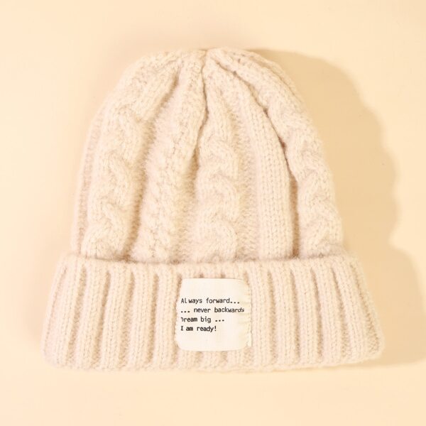 

Slogan Patch Beanie, Beige