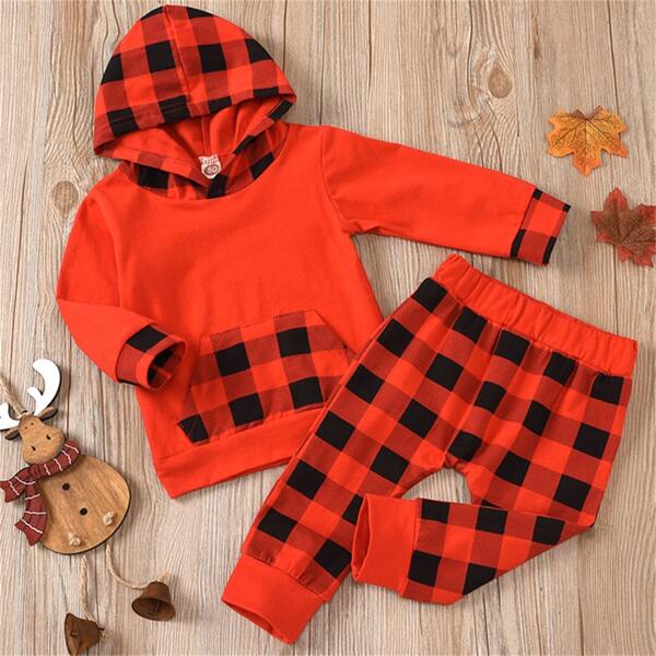 

Baby Unisex Gingham Hoodie & Sweatpants, Red