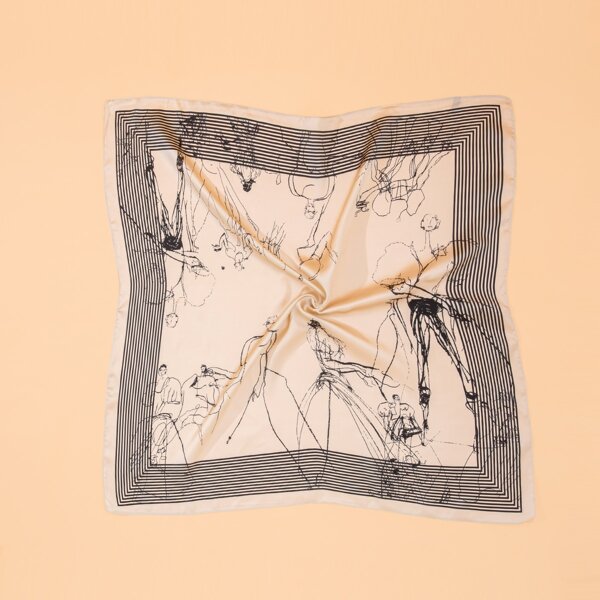 

Striped Pattern Bandana, Beige