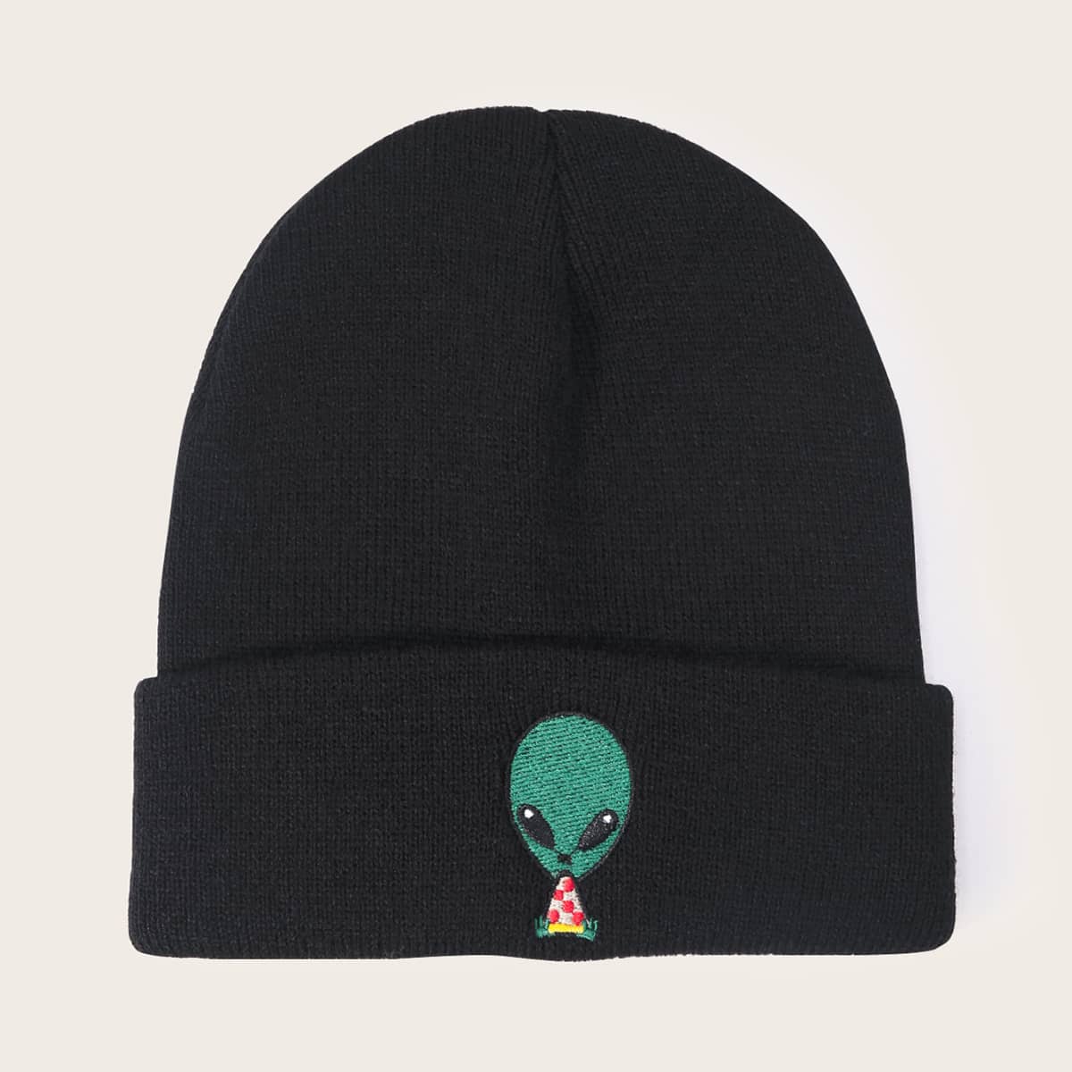 

Guys Cartoon Embroidery Beanie, Black