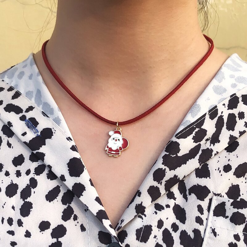 

Christmas Santa Claus Charm Necklace, Red