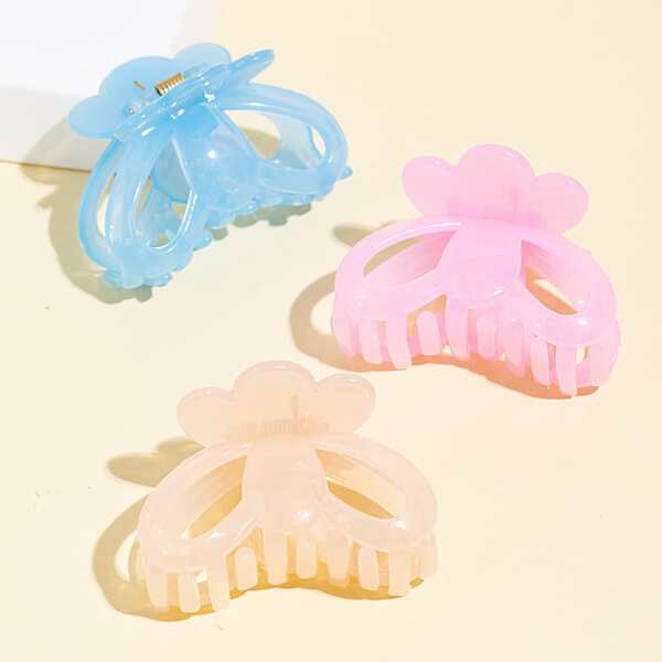 

3pcs Simple Plain Hair Claw, Multicolor