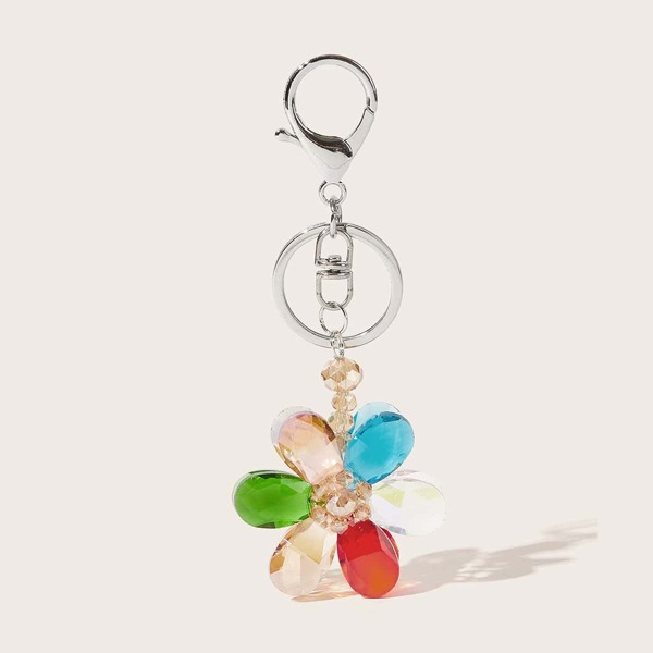 

Rhinestone Flower Charm Keychain, Multicolor