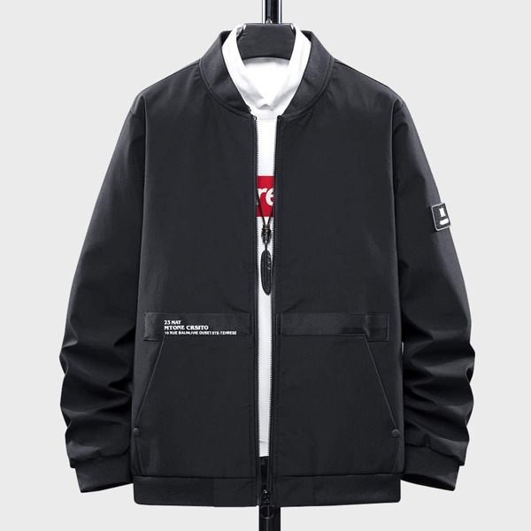 

Men Zip Up Letter Graphic Bomber Jacket, White