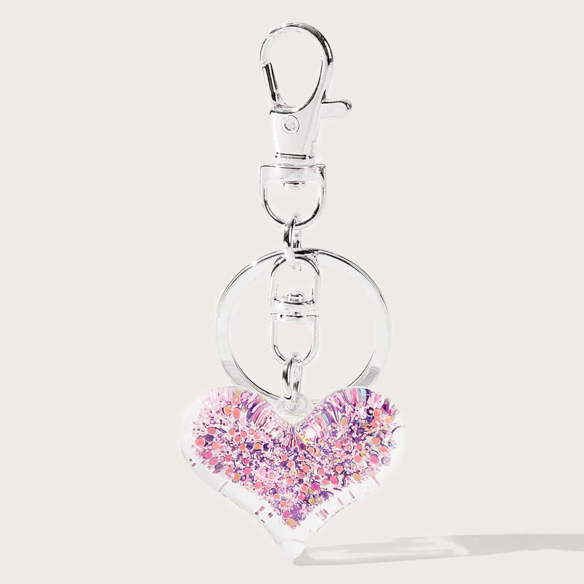 Sequin Heart Bag Charm, Multicolor