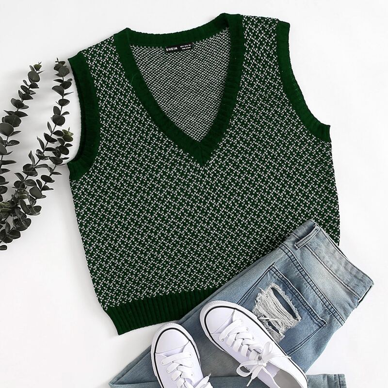 

V Neck Sweater Vest, Dark green