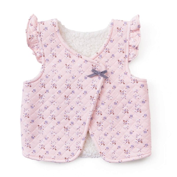 

Baby Girl Ditsy Floral Ruffle Trim Vest, Baby pink
