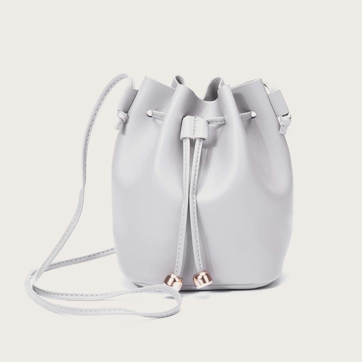 

Drawstring Decor Bucket Bag, Grey