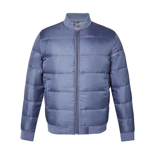 

Men Solid Puffer Bomber Jacket, Blue