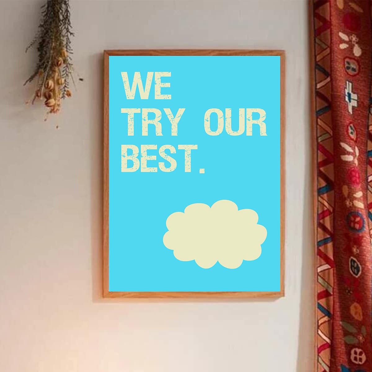 

Slogan Graphic Wall Painting Without Frame, Blue