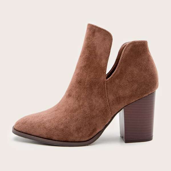 

Chunky Heeled Suede Ankle Boots, Brown