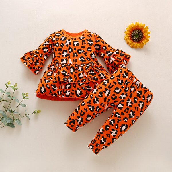 

Baby Girl Allover Print Layered Top & Pants, Multicolor