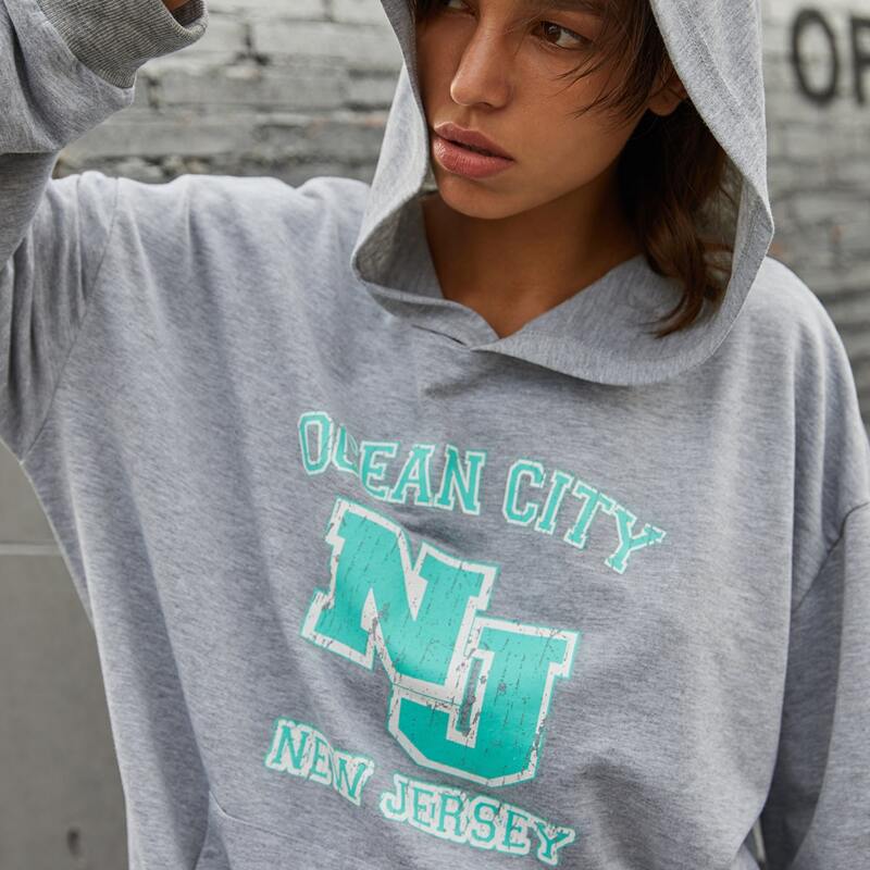 

Letter Graphic Oversized Hoodie, Light grey