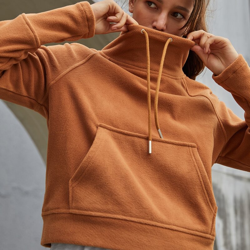 

Kangaroo Pocket Drawstring Sweatshirt, Brown