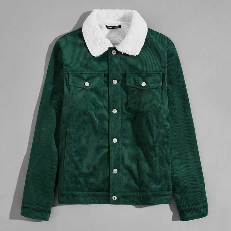 

Guys Button Front Corduroy Jacket, Dark green