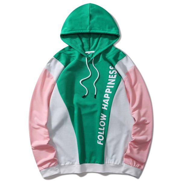

Men Slogan Graphic Color Block Hoodie, Multicolor