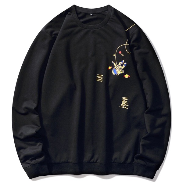 

Men Astronaut Print Sweatshirt, Black