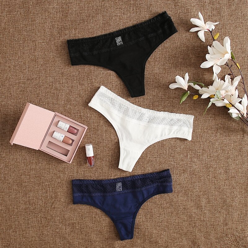 

3pack Contrast Lace Panty Set, Multicolor