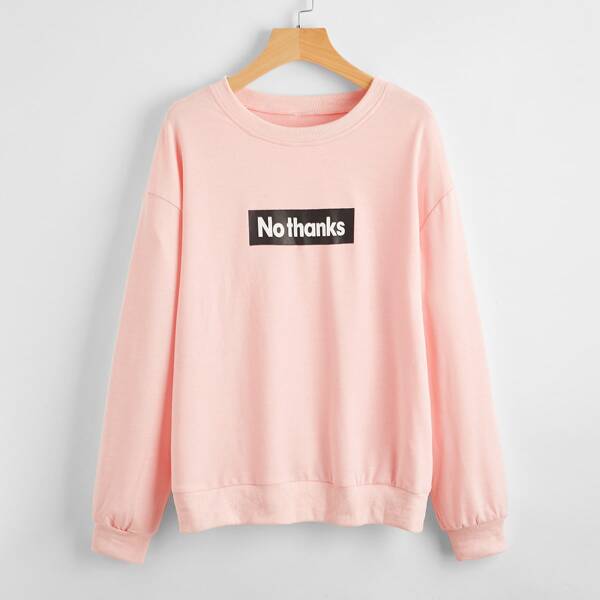 

Letter Graphic Drop Shoulder Sweatshirt, Baby pink