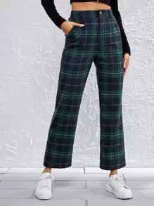 SHEIN Unity 傾斜口袋格紋褲子 - 彩色 - 查看 3