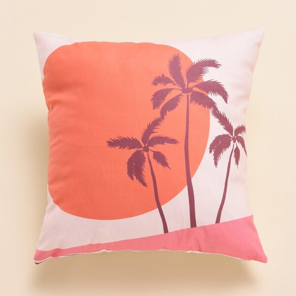 

Coconut Tree Print Cushion Cover Without Filler, Multicolor