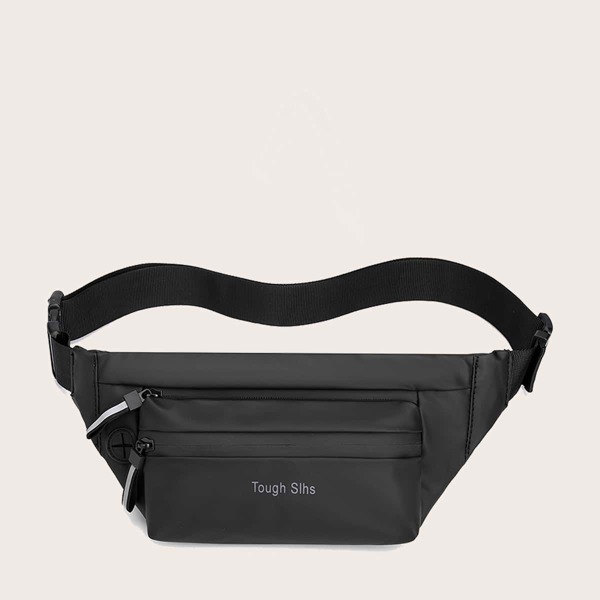 

Men Letter Graphic Fanny Pack, Black