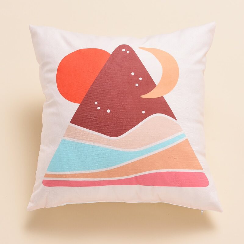 

Sun & Moon Print Cushion Cover Without Filler, Multicolor