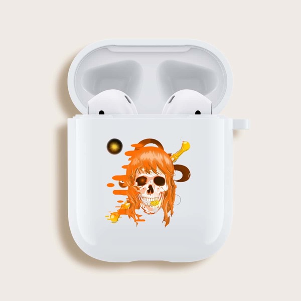 

Чехол для Airpods с рисунком черепа, Белый