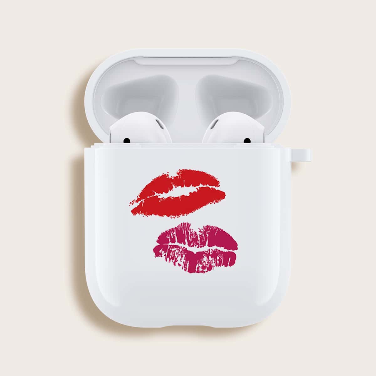 

Lip Pattern Airpods Case, White
