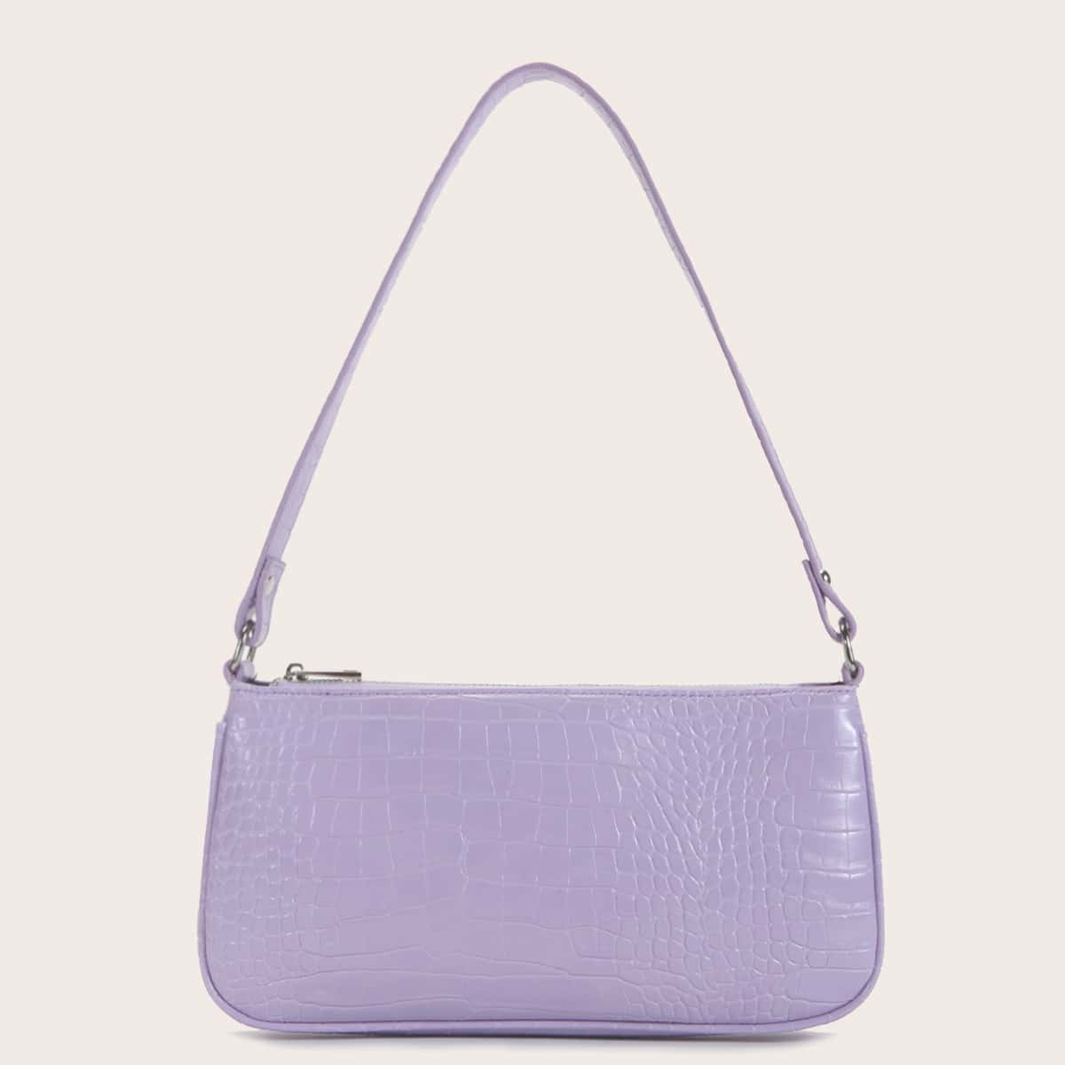 

Croc Embossed Baguette Bag, Purple